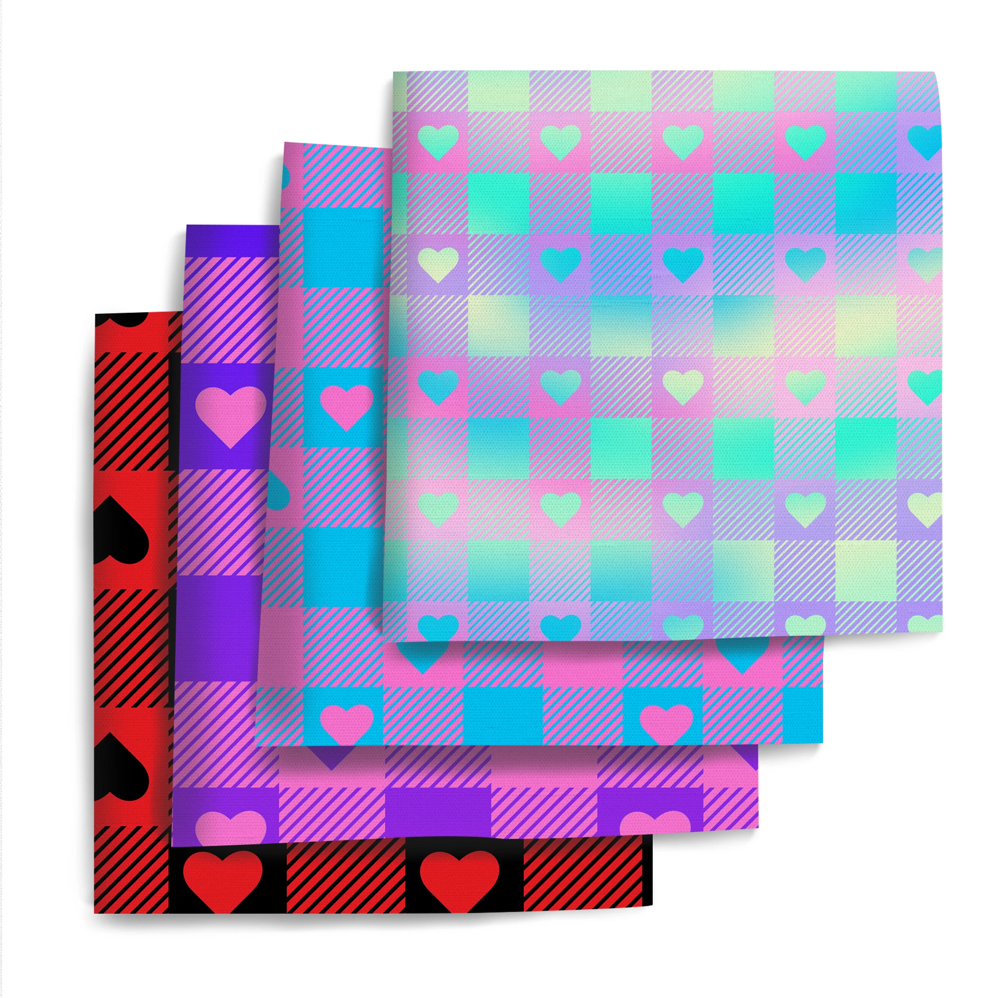 Pre-cut 4pcs/set Valentine's Day Series Heart Love Quilting Fabric-7.87x7.87 Inches (20x20cm) Craft Fabrics DIY Handmade Fabric