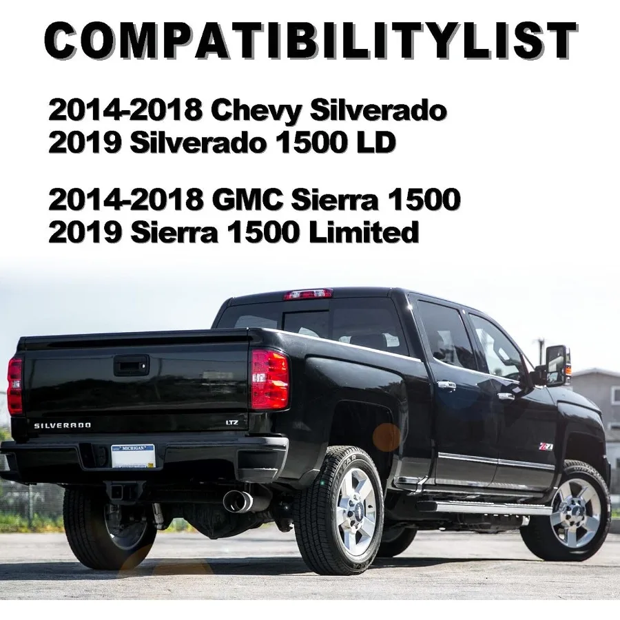 مجموعة المصد الخلفي من الفولاذ لسيارة تشيفي سيلفرادو 1500 جي إم سي سييرا 1500 بدون فتحات مستشعر الحديقة المصد الخلفي الأسود