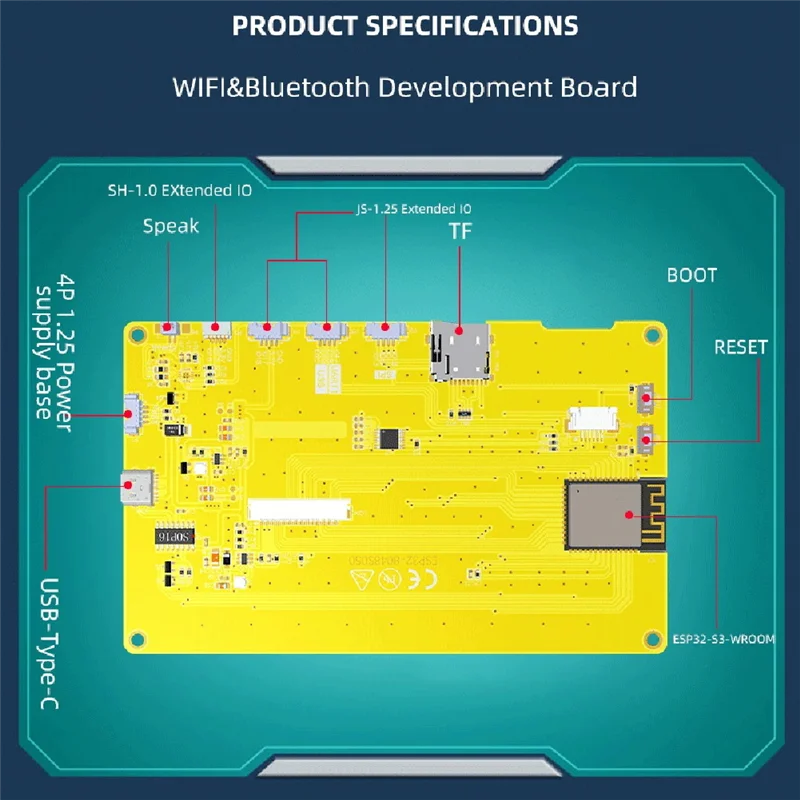 FUFU ESP32-S3 แฟลชสมาร์ท MCU WIFI โมดูลบลูทูธ 7 นิ้ว 800X480 TN HMI 8M PSRAM 16M (พร้อม Touch)