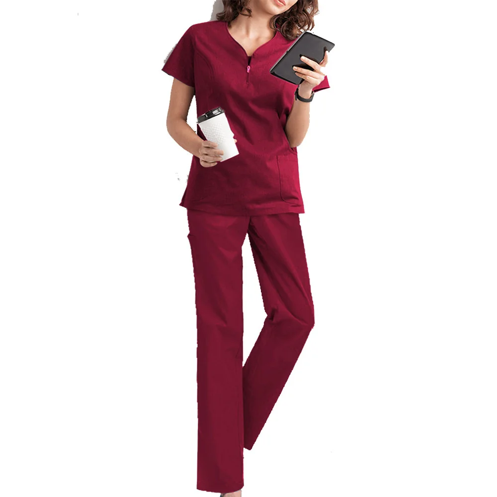 Vestidos cirúrgicos de manga curta para mulheres, uniformes médicos, acessórios de enfermagem, clínica odontológica, pet hospital, salão de beleza, roupas de trabalho