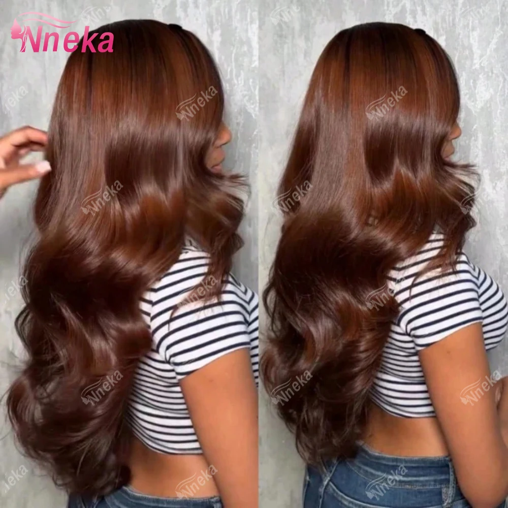 

Chocolate Brown Body Wave 13x4 HD Lace Front Wigs Human Hair Brazilian Colored 13X6 Transparent Lace Front Wig Body Wave Wigs