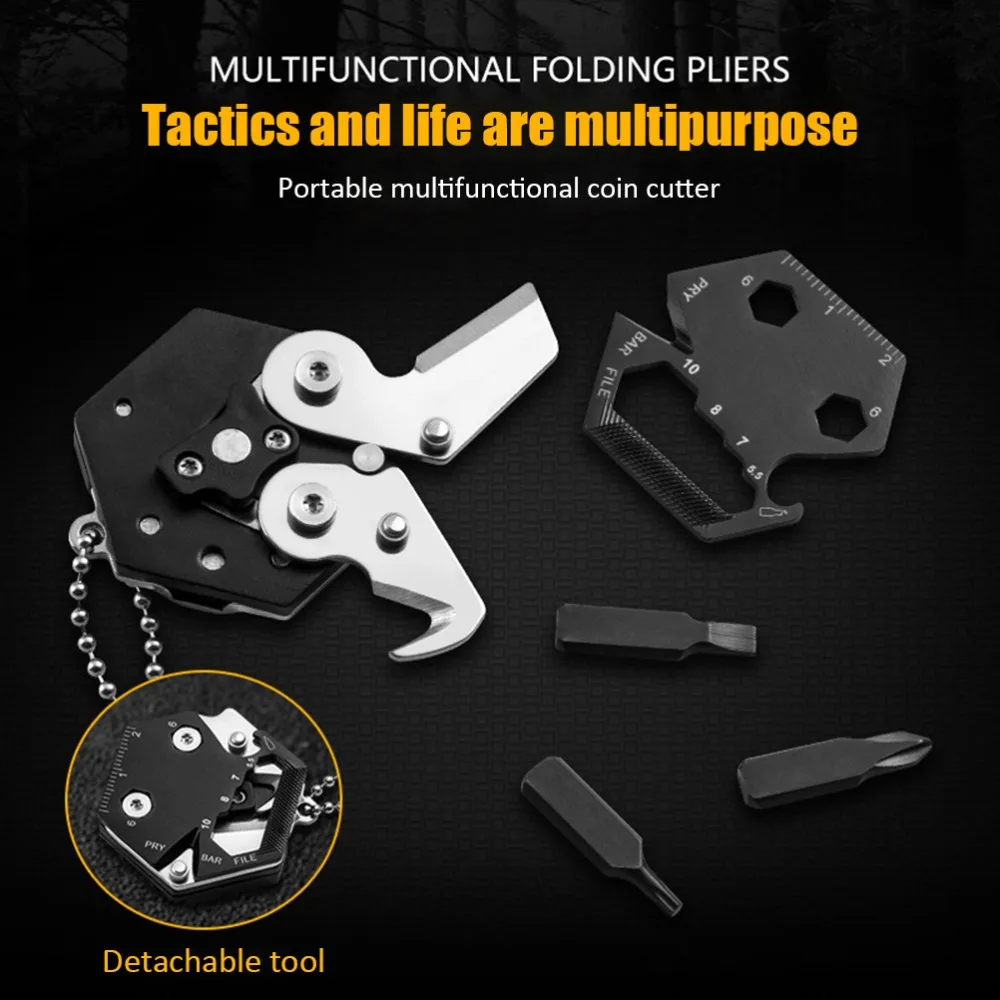 Stainless Steel Multitool Card Key Chain Portable Design Folding Foldable Tool Set Micro Screw Driver Set Camping Activities