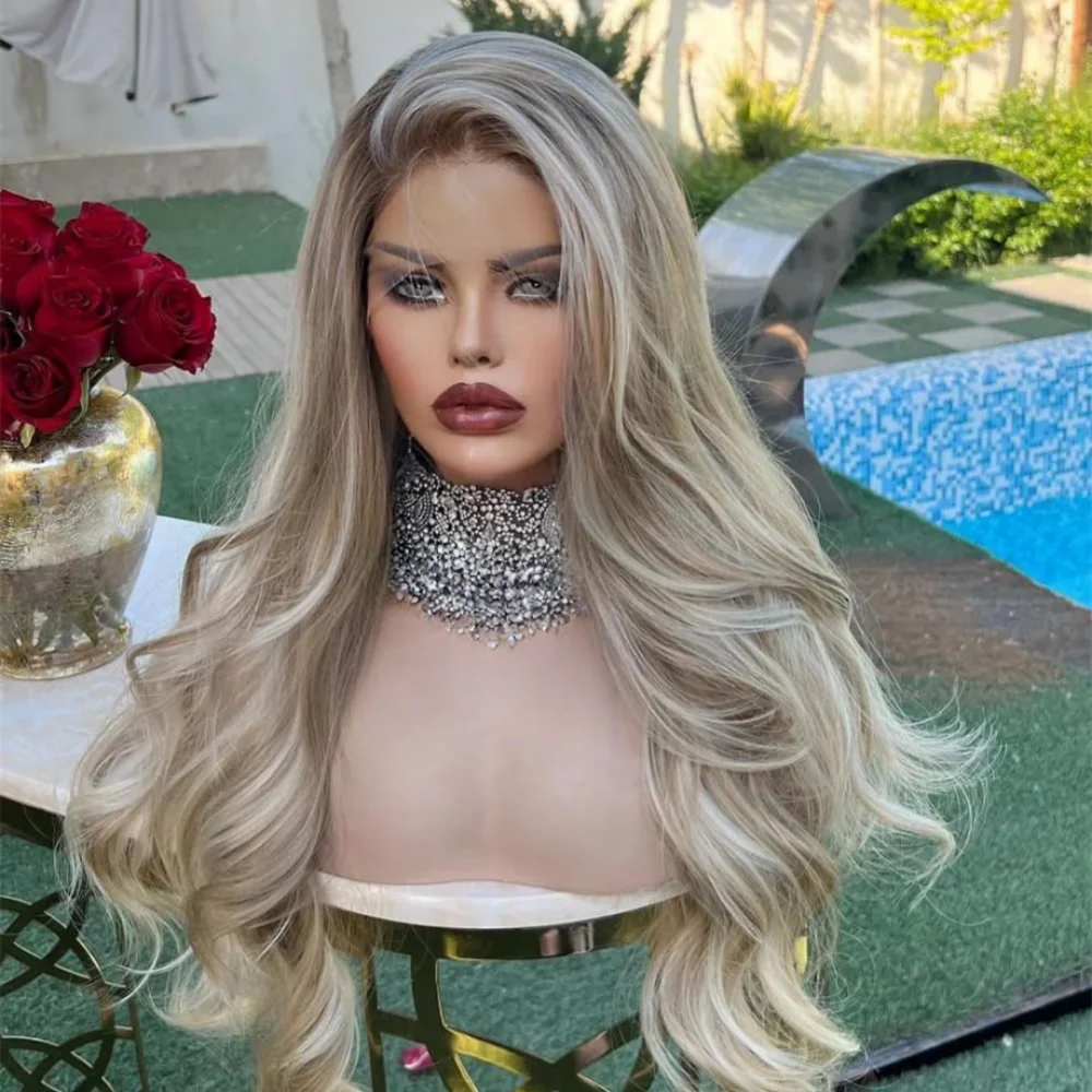 Soft 150 density and 13×4 Body Wave Highlight Blond 100%human hair wig lace front wig, with baby hair pre plucked view 3