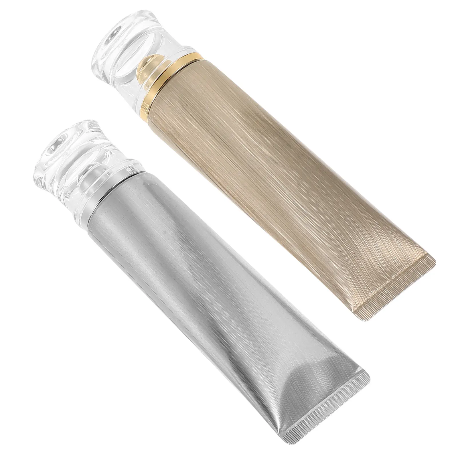 4 Tubes Souples Anti-Fuite avec Bouchons Dorés et Argentés – Emballage Portable pour Soins de la Peau – Nettoyant Visage 100g