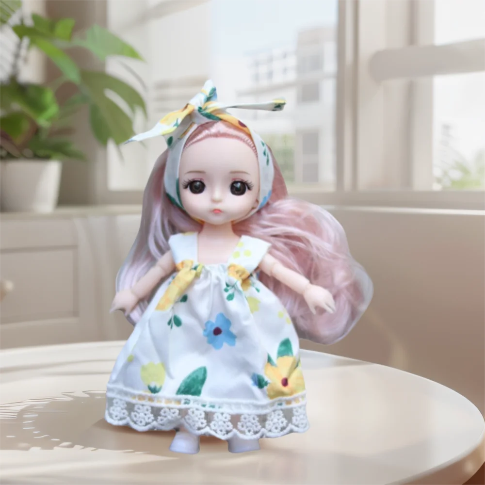 دمية BJD BJD 1/12 مع ملابس مع عيون زرقاء دمية فتاة صغيرة مع ملابس 13 مفاصل متحركة مع أحذية