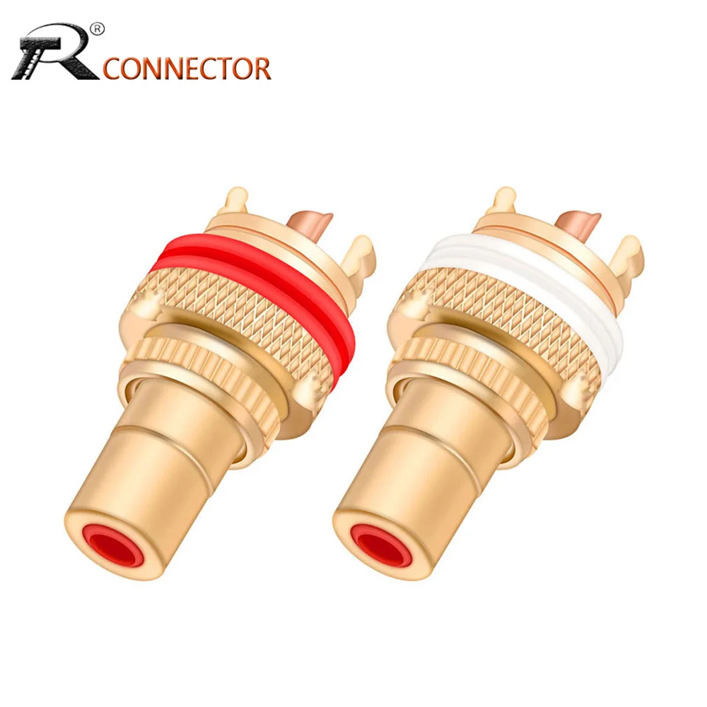 1pair/2pcs Luxury Gold plated RCA Jack Connector Panel Mount Chassis Audio Socket Plug Bulkhead with NUT Solder CUP 3Colors