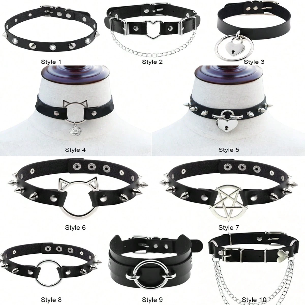Punk Hip-Hop Pu Leather Rivet Necklace, Men's And Women's Collars, Daily Holiday Party Costume Decoration, Gothic Rock Collar