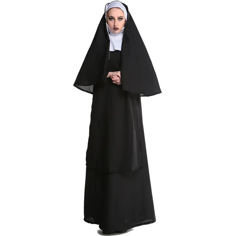 

Hot Sale Halloween Nun Uniform Cosplay Costumes Black Clothes