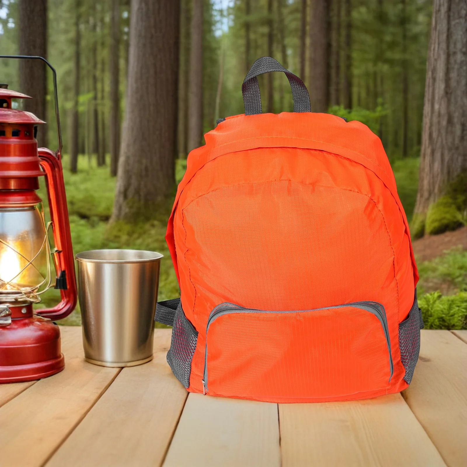 

1pcs Waterproof Travel Backpack Compact Foldable Rucksack For Women Men Outdoor Hiking Lightweight Orange Multifunctional