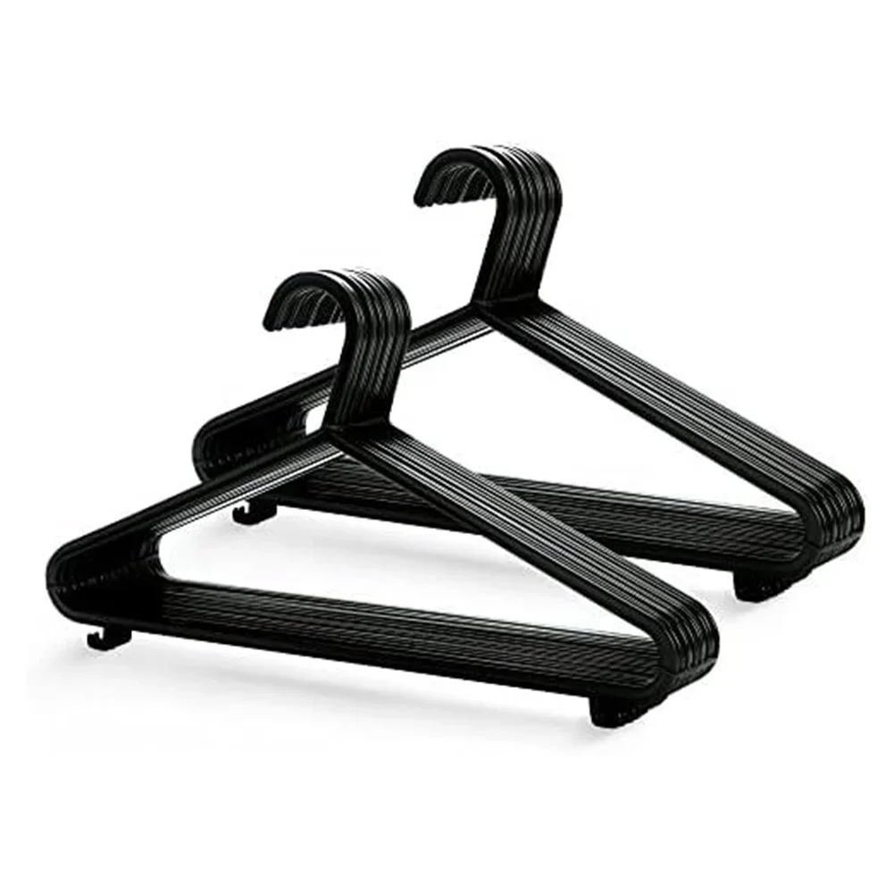 Heavy Duty Hangers Adult Plastic Coat Hangers Closet Storage Clips For Skirts Elegant Black Color Secure Clips