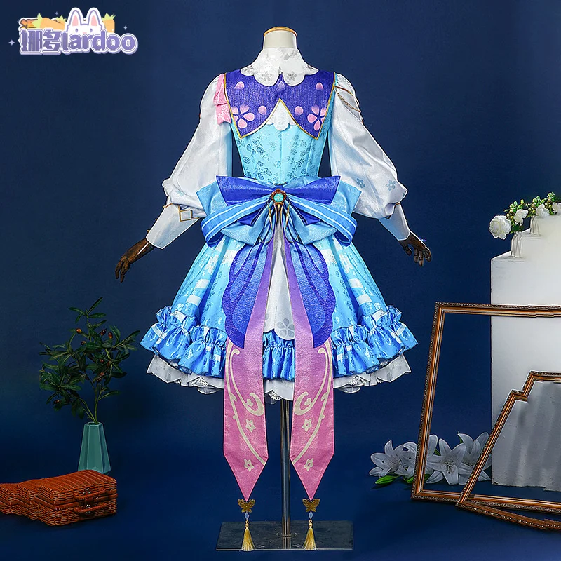 Genshin Impact Cosplay traje de pele para mulheres, Springbloom, Miss Rose, vestido Lolita, peruca Halloween, Kamisato Ayaka