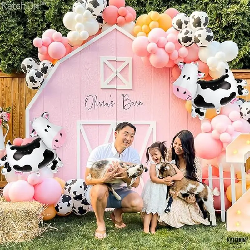 2Pcs Cow Foil Balloons Cow Shape Helium Balloon for Farm Birthday Party Decoration Baby Shower Farm Animal Theme Party Supplies