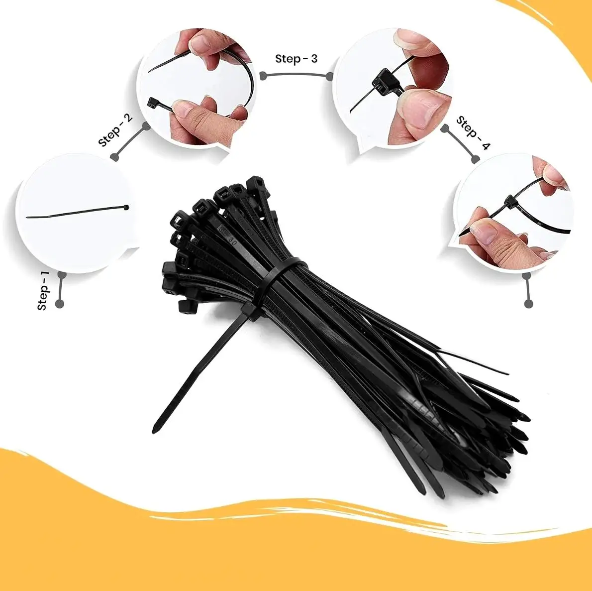 Immagine 7: Trucchi per cavi neri 200x3,6mm nylon 100 pz