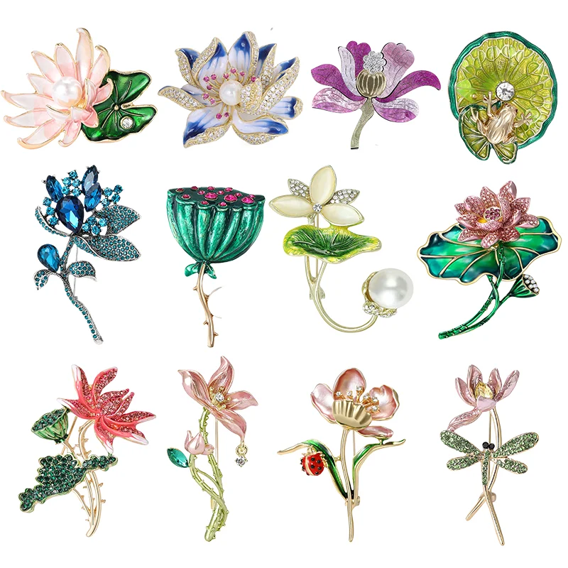 Clearance Price Crystal Flower Plant Brooches for Women Men Rhinestone Lapel Pin Clearance Sale
