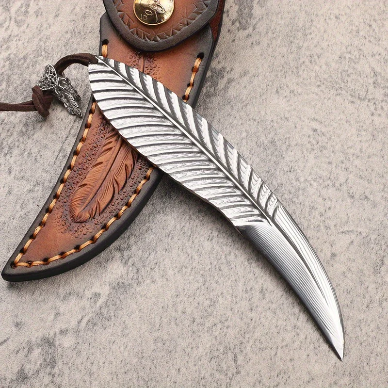New VG10 Damascus One-piece Steel Outdoor Camping Hunting Fruit Peeler Fishing High Hardness Sharp Collectible  EDC Knife