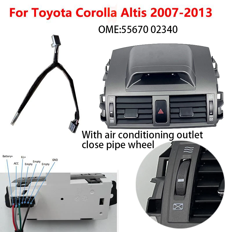 AH50-3 For Toyota Corolla Altis 2007-2013 auto Air Conditioning AC Vent Outlet Panel Clock power cable Emergency Switch cable