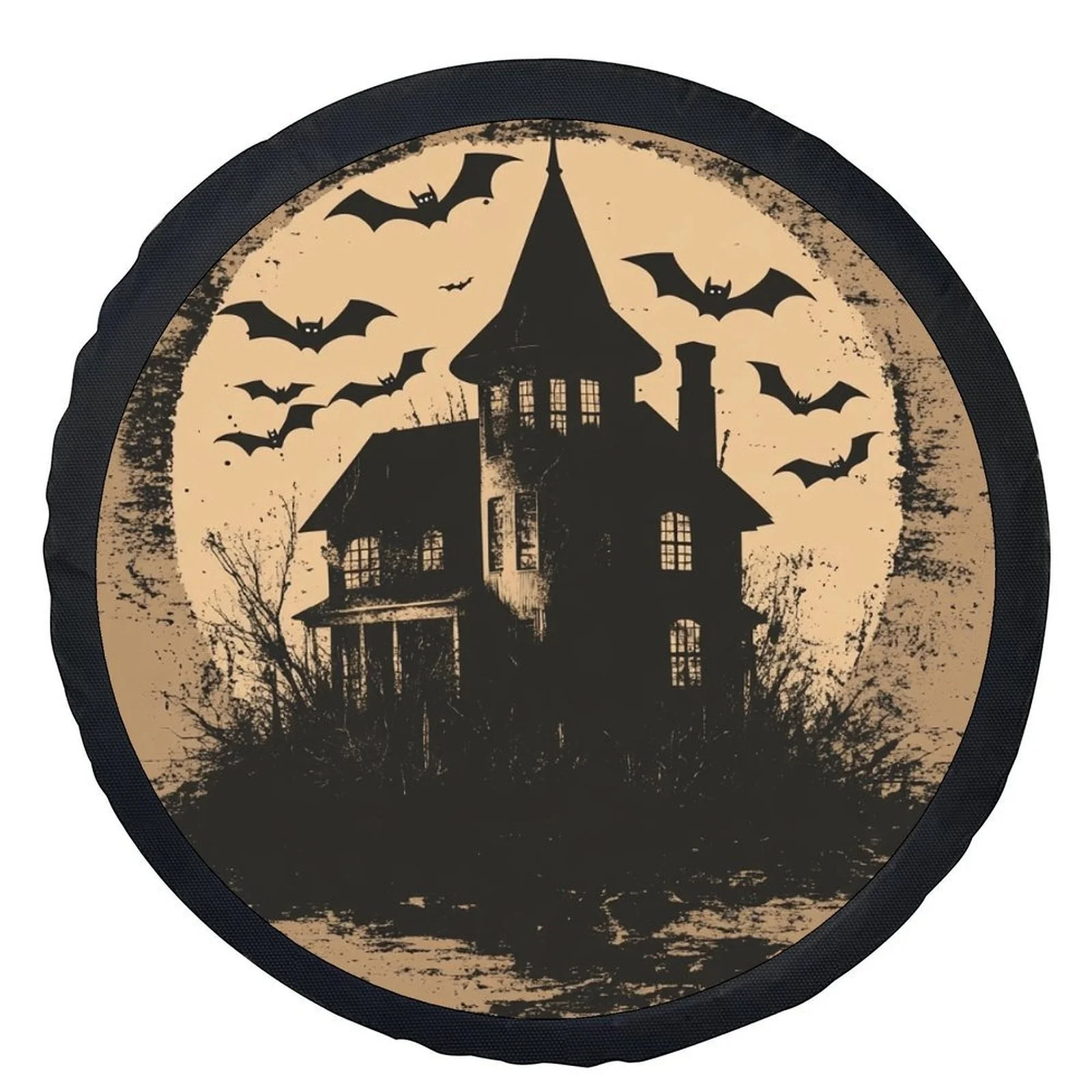 1pc Haunted House Themed Tire Cover Wheel Cover, Trendy Universal Wheel Cover Tire Cover Wheel Protection Cover, Suitable For Mo