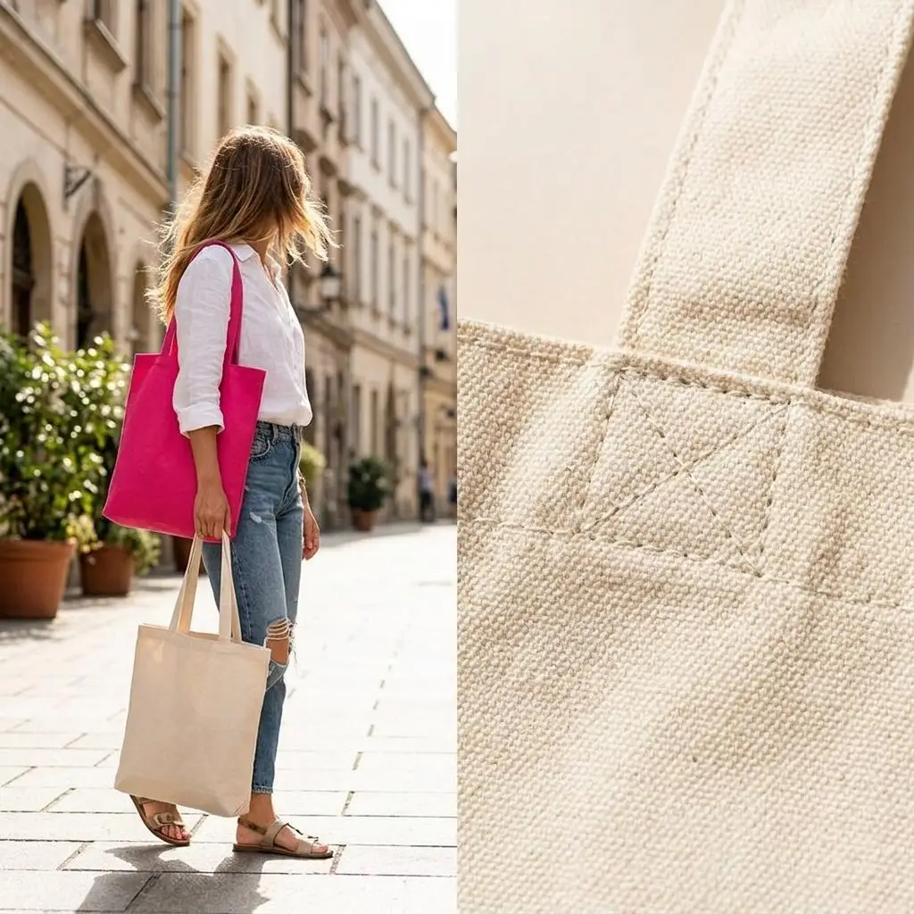 Sac fourre-tout en toile multicolore en pur coton, sac de rangement écologique, sac de courses vierge simple, sac de rangement esthétique, pochette de voyage