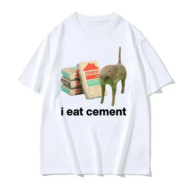 

Новая модель I Eat Cement Cursed Забавная футболка Женская мода Юмор Рубашки с короткими рукавами Мужская высококачественная футболка Топы Wo