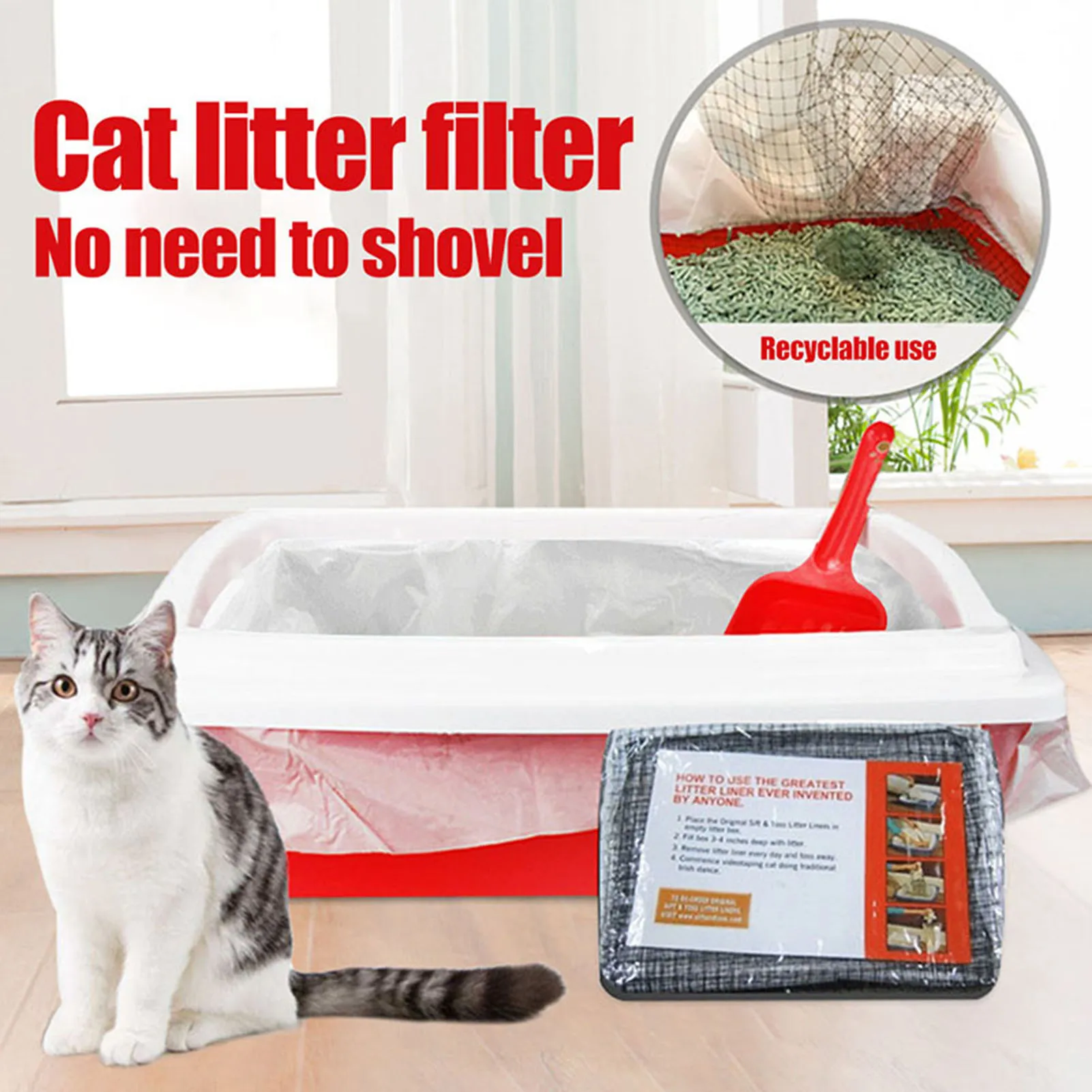 10pcs Sifting Box Liners Bags with Holes Extra Thick Kitty Waste Supplies for Kitty Small Cats Poop