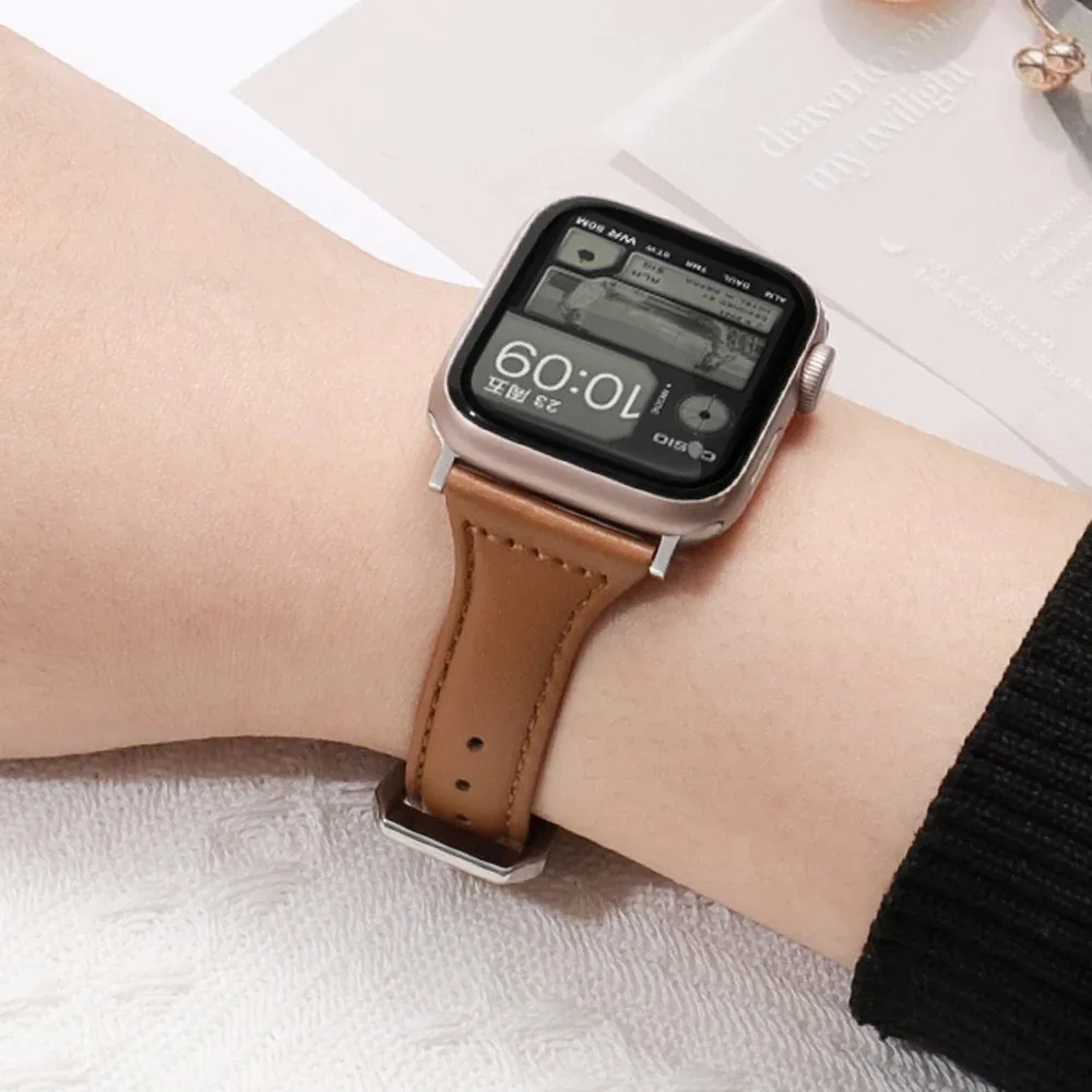 Ultra-thin leather strap for iWatch strap 38mm, 40mm, 41mm, 42mm, 44mm, 45mm, 49mm, superfiber PU synthetic leather,iWatch serie