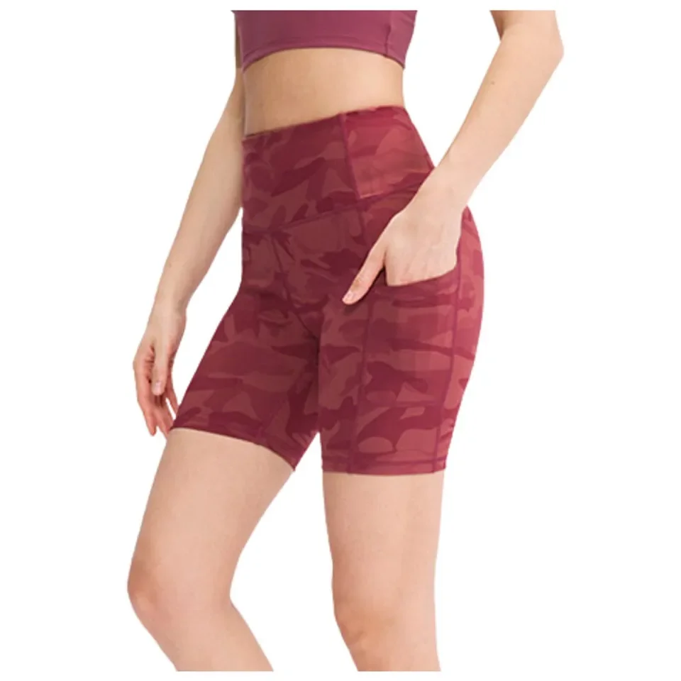 Yoga Sports Fitness Shorts Women's Leggings Fashion Pocket Tight Elastic Quick Drying Gym Pants Camo Leopard Print Ladies Shorts