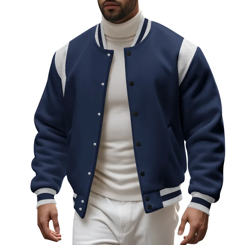 Casual High Street Fleece Cardigan Stand-up Collar Flying Baseball Jacket