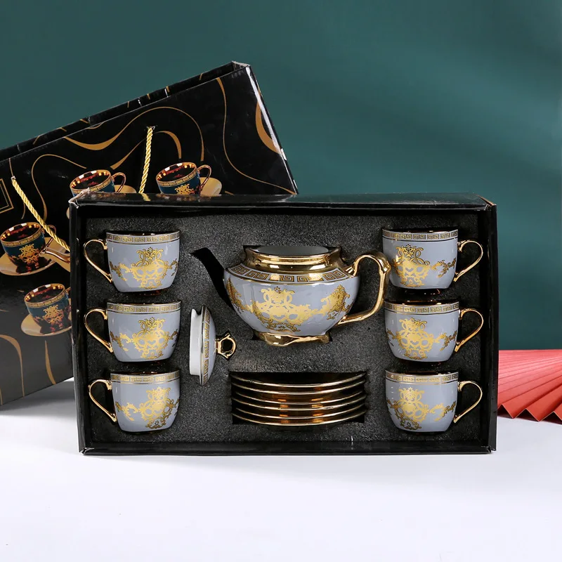 Cross-border Middle East Turkish Teapot Business Gift European-style Ceramic Tea Set  Suit Creative Coffee Cup Pot view 6