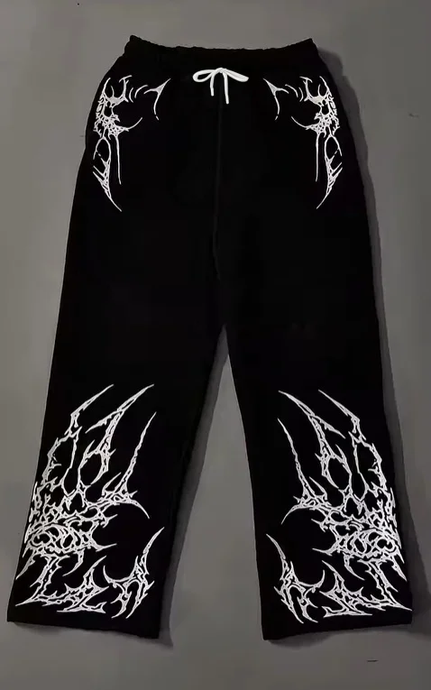 2026 Y2K Schwarz-Weiße Totenkopf-Gothic-Freizeithose Herren Amerikanische Retro-Punk-Dunkel-Jogginghose Harajuku-Trend-Sweatpants – Detail 18