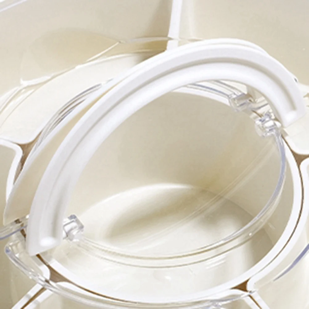 

Вращающийся контейнер для закусок A84E-Six-Grid с ручкой, герметичный контейнер для специй, прозрачный лоток для сухофруктов и закусок