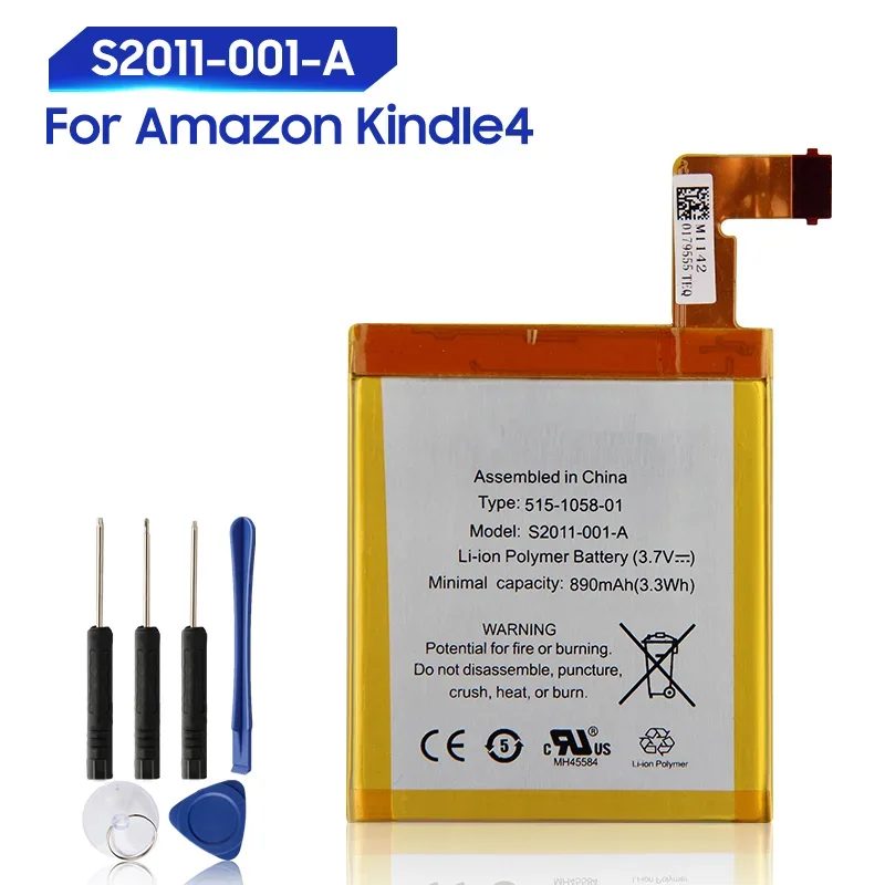 Replacement Battery For Amazon Kindle 5 6 4 D01100 515-1058-01 DR-A015 MC-265360 S2011-001-A Rechargable Li-ion Batteries 890mAh