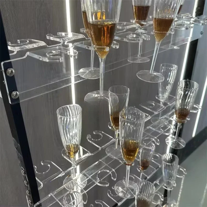 Wedding decoration freestanding acrylic double wall mounted drinking juice rack stand with champagne