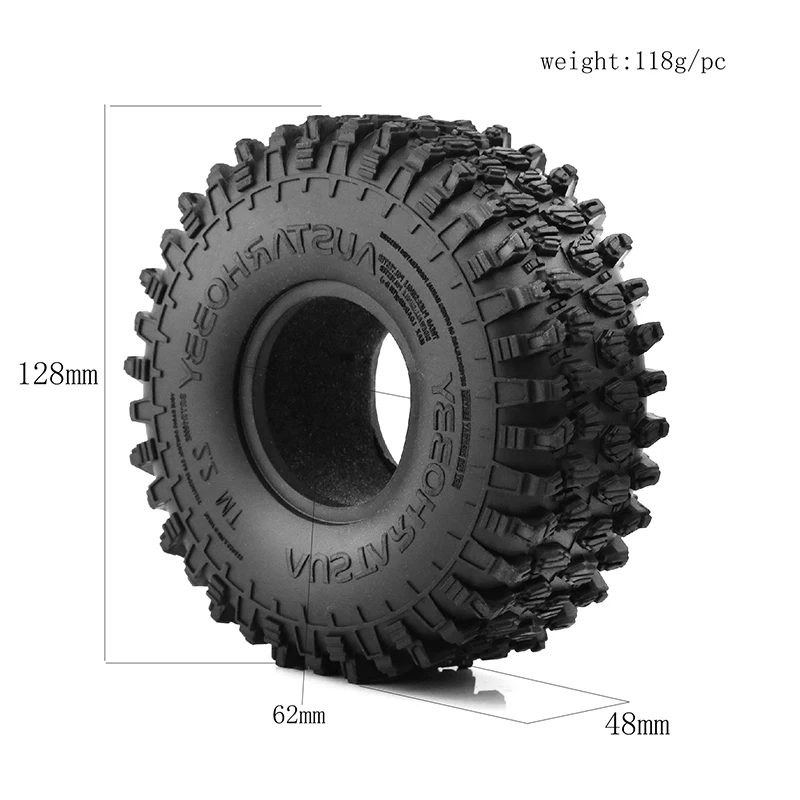 RC Car Tire 4pcs 128mm*48mm  mounted 2.2 Inch Wheel Rim for 1/10 RC Crawler Car Axial SCX10 TRX4 TRX-6 D90 2.2 inch tire wheel