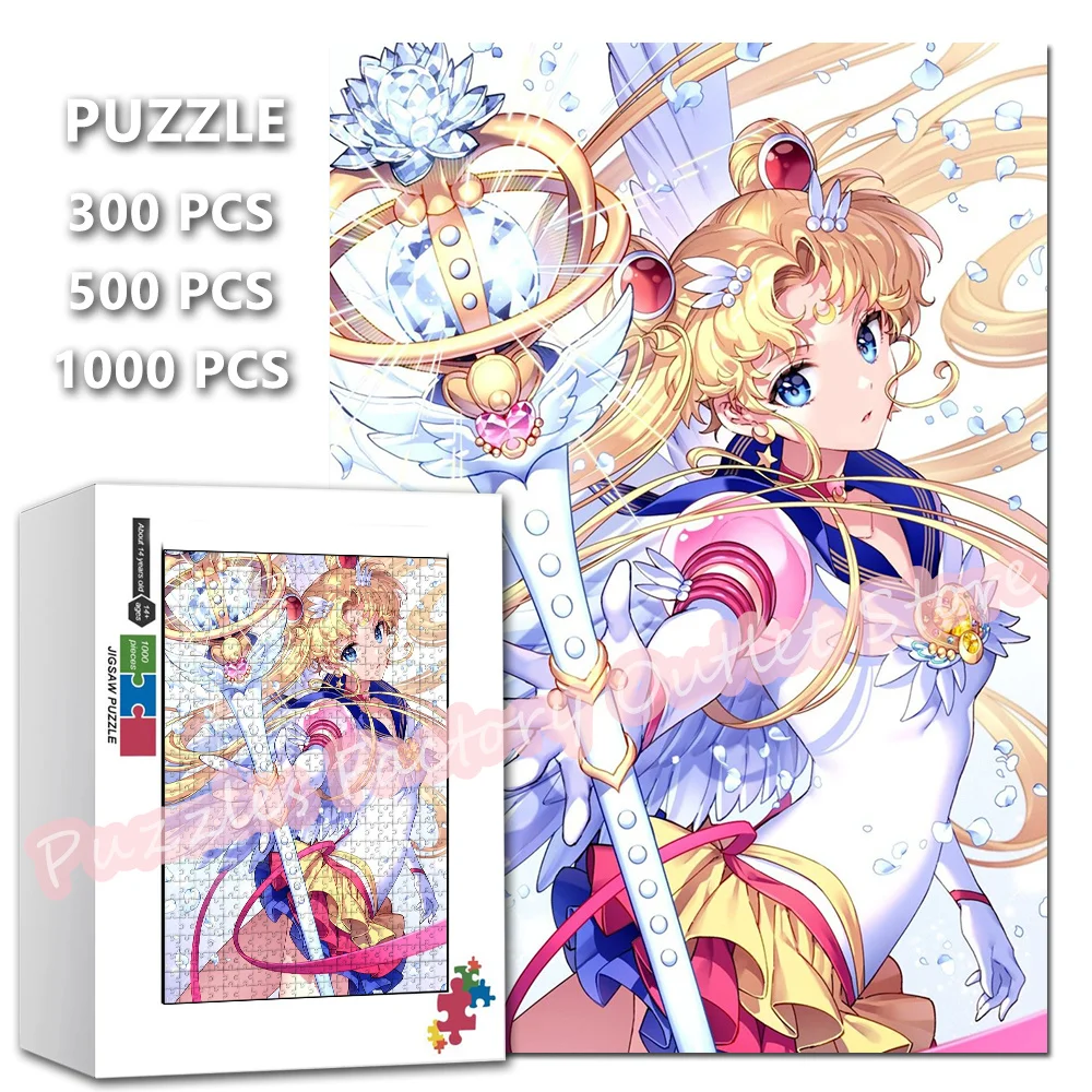 Puzzles Anime Py Sailor Moon pour enfants, dessin animé, beauté, fille, impression, jeu intellectuel, jouets, cadeaux, 300 pièces, 500/1000 pièces