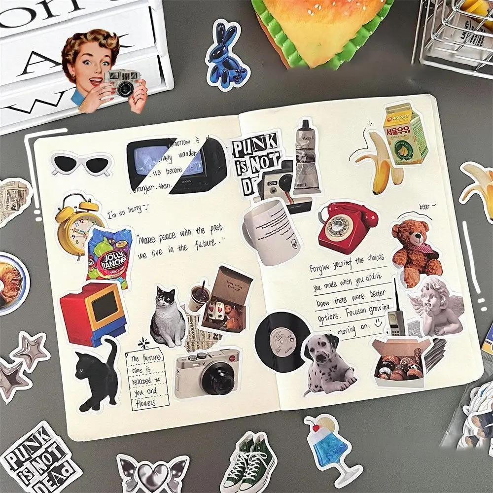 50ชิ้นกระเป๋าสติกเกอร์ย้อนยุคแบบอเมริกันมีกาวในตัว DIY สติกเกอร์เต็นท์มือสติกเกอร์ถ้วยสร้างสรรค์ INS สติกเกอร์เคสโทรศัพท์สติกเกอร์