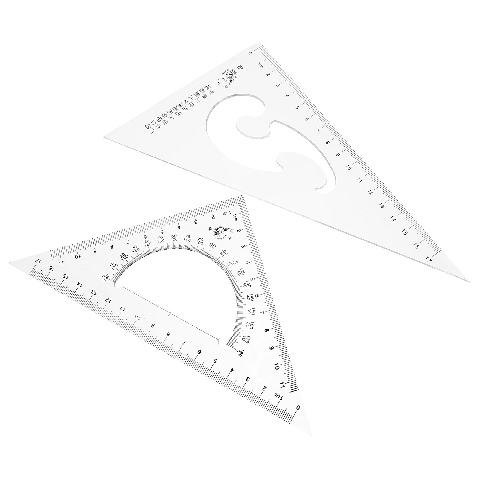 

2Pcs Triangle Board Aerospace Material Transparent Ruler Set Student Design High Precision Measuring Architecture Engineering