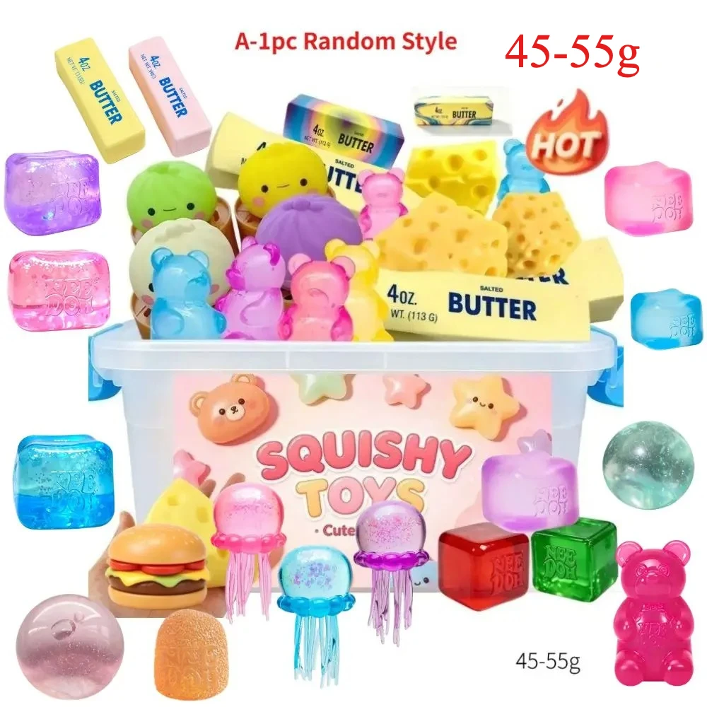Multi Slow-Rising Squishies, zufällige Auswahl: Käse-Quetschspielzeuge, gedämpfte Brötchen und Knödel, langes Butterbrot, Bären-Squishy-Spielzeuge