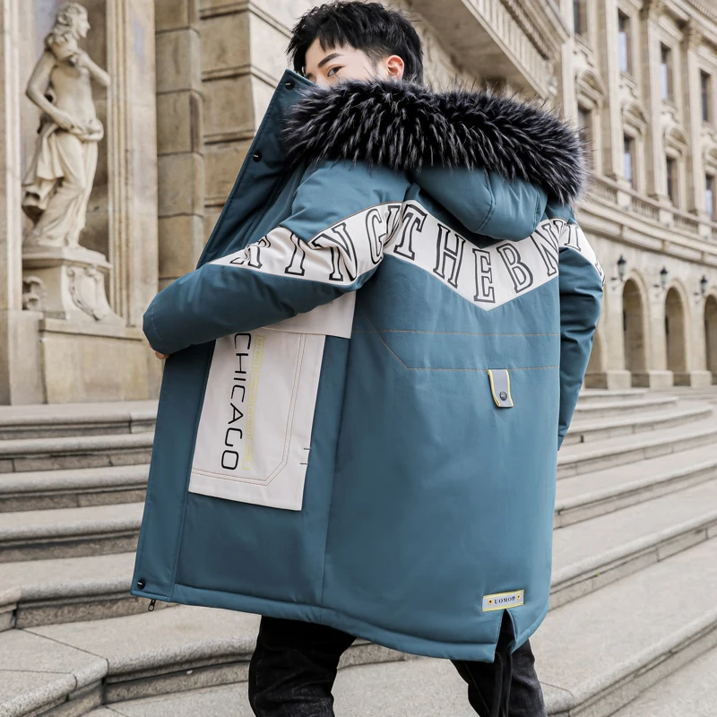 Novo longo parkas jaqueta de inverno dos homens quente à prova de vento casual outerwear acolchoado casaco de algodão bolsos grandes parkas de alta qualidade