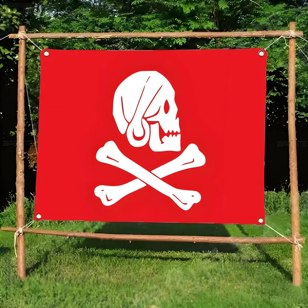 Henry Every jolly roger Flags Daily four ring borderless design indoor outdoor decor easy hang install