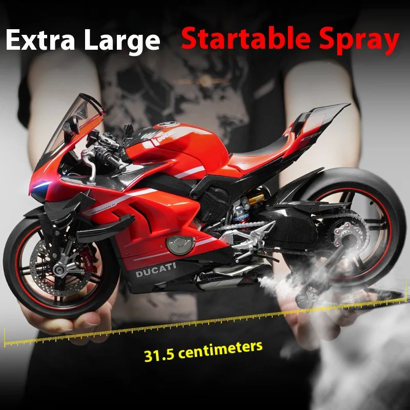 Extra large startable spray motorcycle model alloy die cast simulation racing model ornament adult collectible gifts
