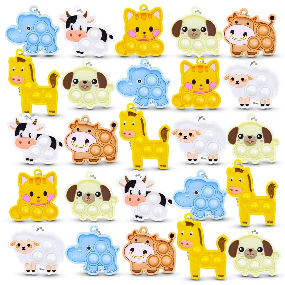 7/21PCS For Kids Adult New Animal Sheep Cat Dogs Pop Fidget Toys Push Bubble Poppers Sensory Stress Relief Toy Party Favors