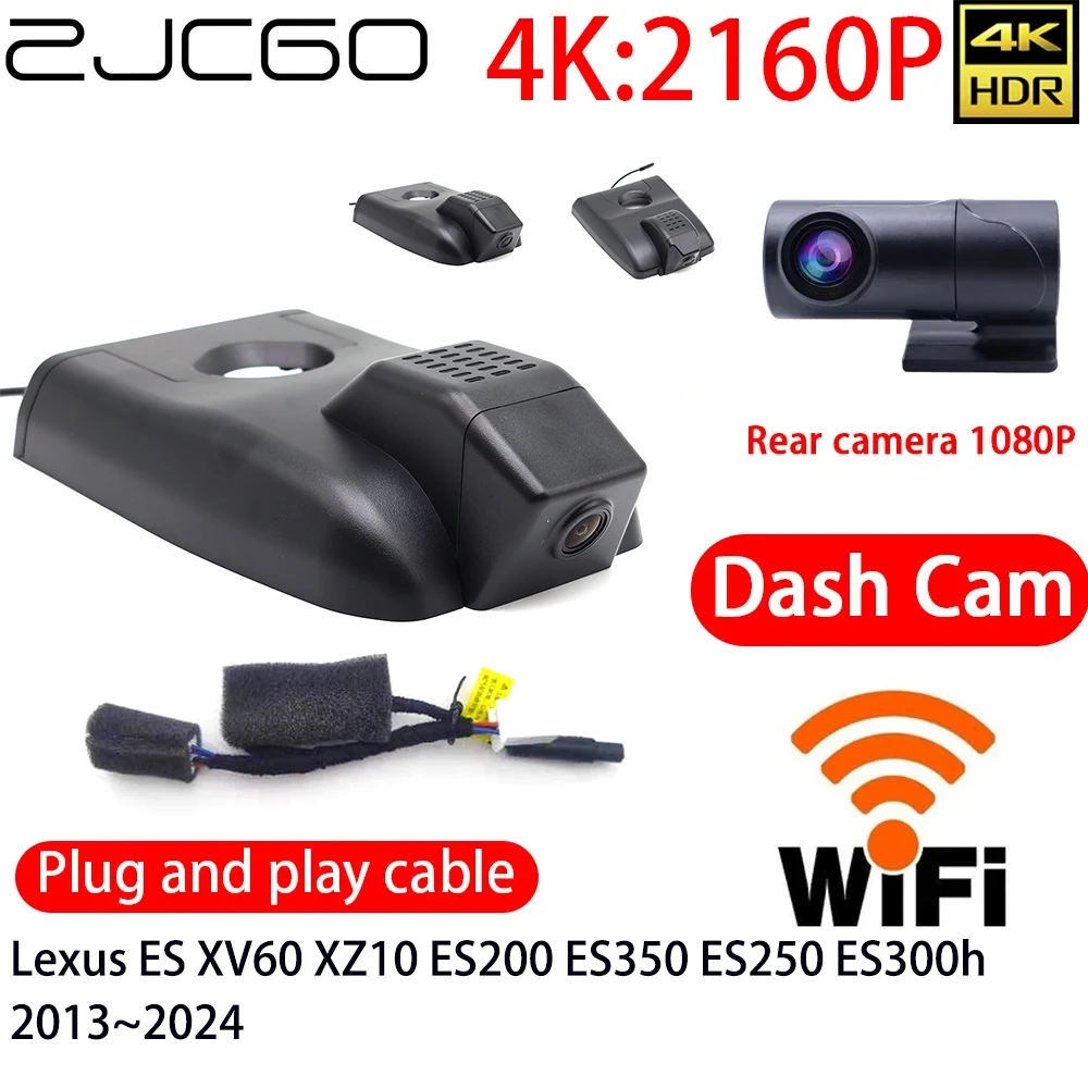 ZJCGO 4K DVR Dash Cam Wifi Front Rear Camera 24h Monitor for Lexus ES XV60 XZ10 ES200 ES350 ES250 ES300h 2013~2024