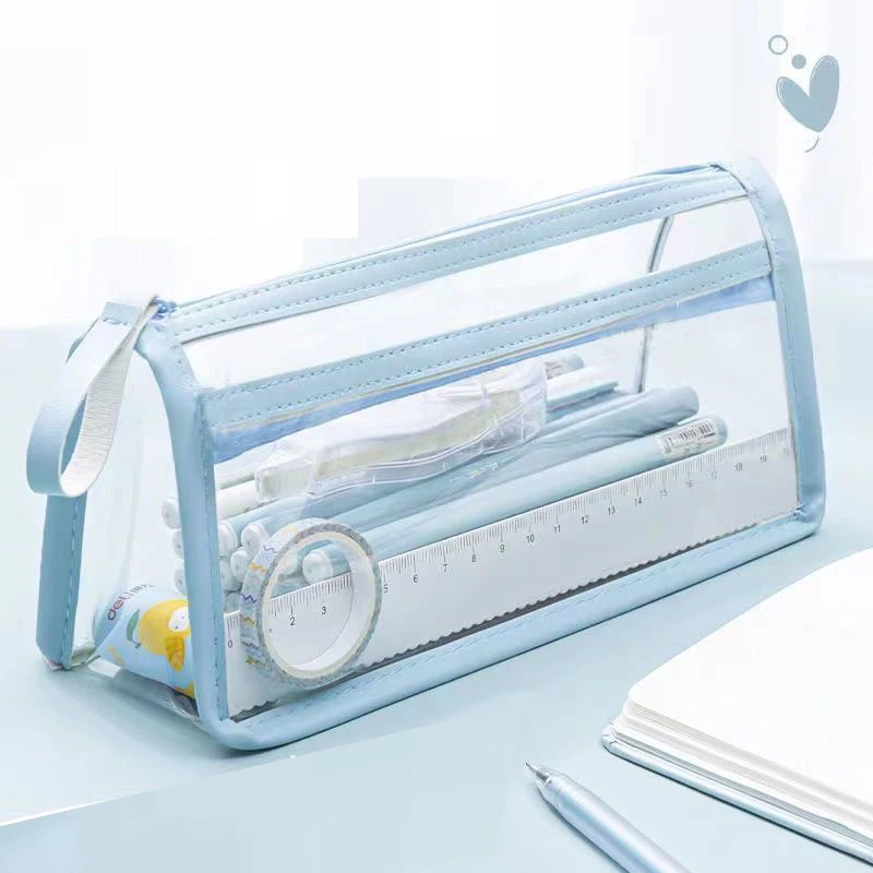 

Студенческий пенал Прозрачный студенческий пенал большой емкости Простая цветовая схема для использования в течение возвращения в школу