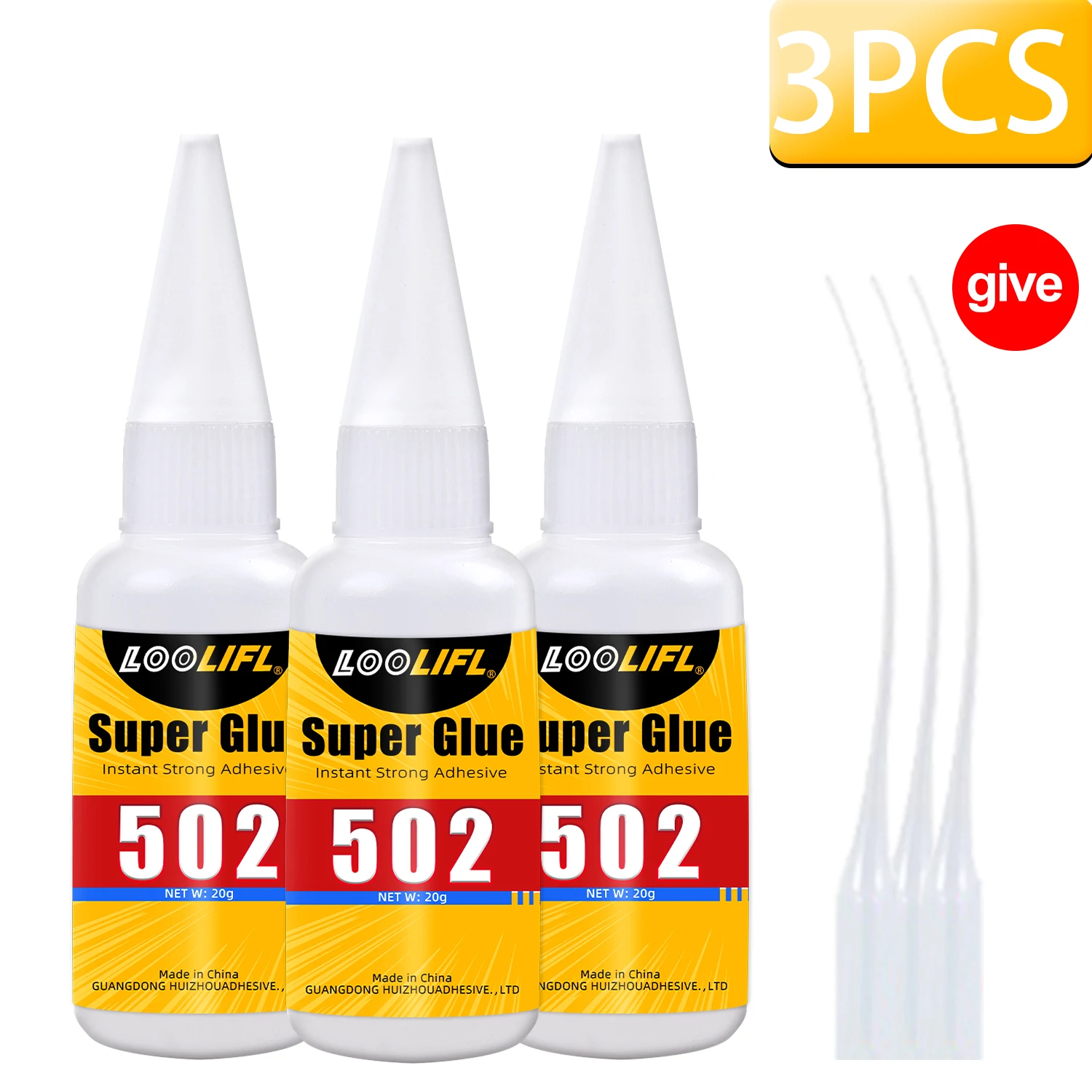 LOOIFL 502 Superlijm, sneldrogende sterke cyanoacrylaatlijm, wordt gebruikt voor doe-het-zelf-reparatie van metaal, hout, leer en keramiek