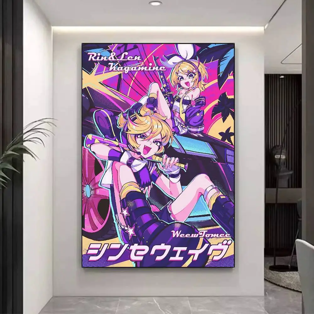 Vocaloid Kagamine Rin Len Anime Classic Vintage Posters Waterproof Paper Sticker Coffee House Bar Home Decor