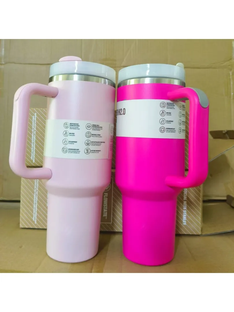Lidar com tampa de palha de acero inoxidable 30oz/40oz caneca parede dupla