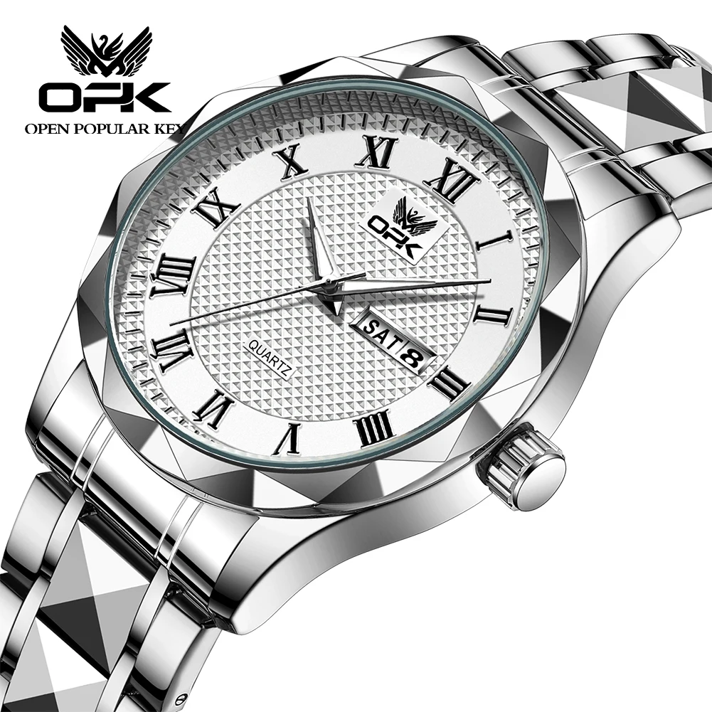 OPK 8166 Simple Original Quartz Watch For Men Dual Calendar Roman Scale Men\'s Watches Waterproof Business Hand Clock 2024 New