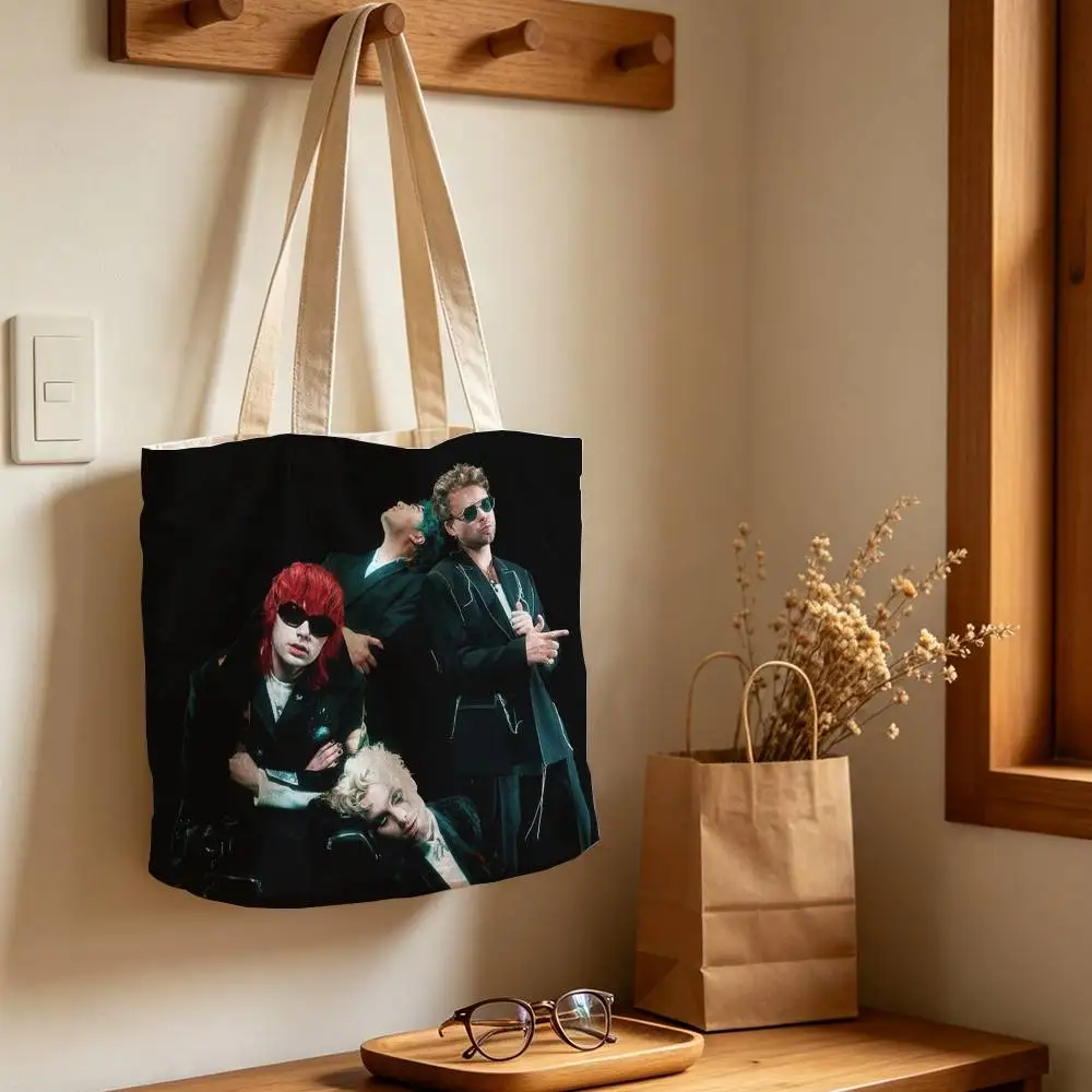 5 5SOS S-Seconds of S-Summer Printed Canvas Tote Bag with Zipper for Work School and Travel