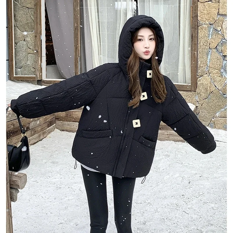 Women's Coat 2025 Winter New Korean Edition New Cotton Coat Women's Loose Hooded Bread Small Solid Color Cotton Coat Female Coat