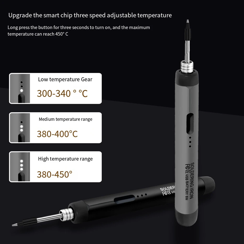 Portable USB Soldering Iron Mini Small Soldering Iron Set Household Type-C Interface 600mAh Battery Adjustable Temperature